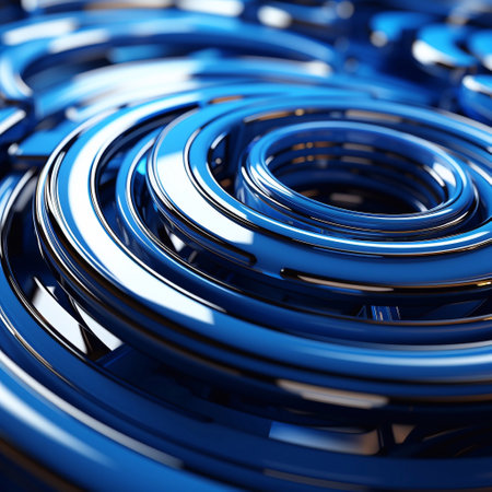 Blue metal spiral background. 3d rendering. Computer digital drawing.の素材