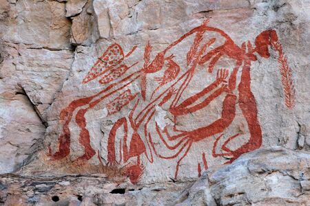 Aboriginal rock art at Ubirr, Kakadu National Park, Northern Territory, Australiaの写真素材