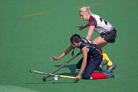 Bloemfontein, South Africa - August 7, 2010 - Action during an annual womans field hockey match...