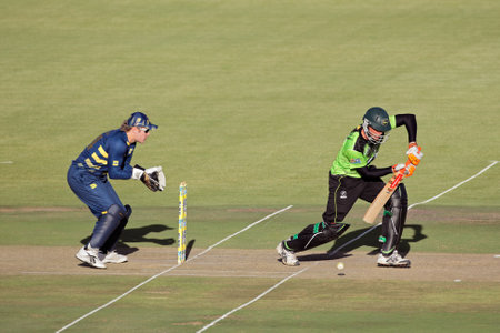 Bloemfontein, South Africa - November 12, 2010 - Action during a one-day cricket match between the Knights and Warriors (Knights won by seven wickets) のeditorial素材