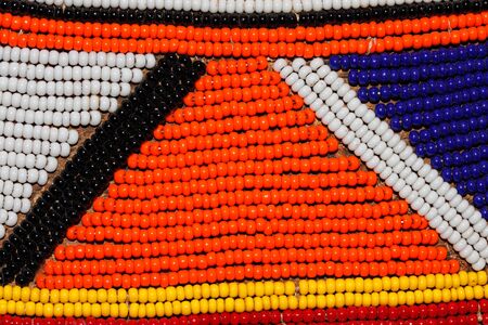 Colorful African beads used as decoration by the Masai tribe in Kenyaの写真素材