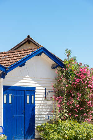 Arcachon Bay, France, the village of L'Herbe, a conservation area close to the Cap Ferret, in front of the Dune of Pylaの写真素材