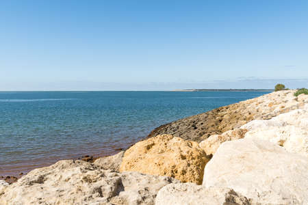 View over the sandbank of Arguin from the dune of Pyla. Arcachon Bay, Franceの写真素材