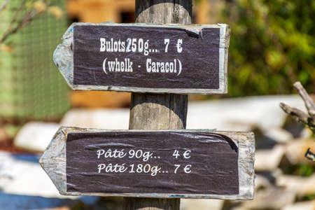 Bay of Arcachon (France), decorative menu in an oyster villageの写真素材