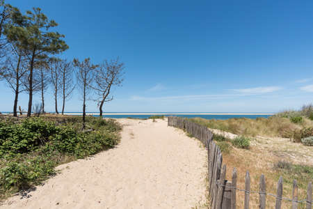 Bassin d'Arcachon, France. Access to the beach Petit Nice