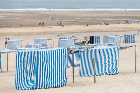 The famous beach cabins of Soulac, near Lacanau in Medocの写真素材