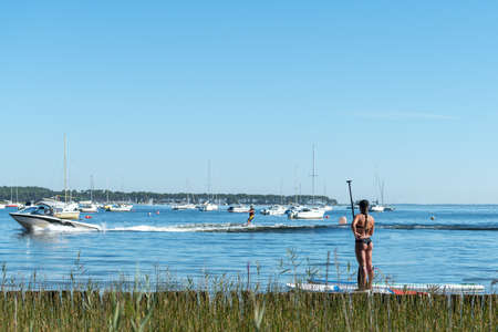Maubuisson, on the lake Hourtin-Carcans in Gironde, on the French Atlantic coastのeditorial素材