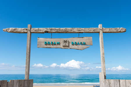 BISCARROSSE, FRANCE - 09-02-2020: built on top of the dune, the aptly named Dream Beach restaurant overlooks the beach Le Vivier, last beach of Biscarrosse after the north oneのeditorial素材