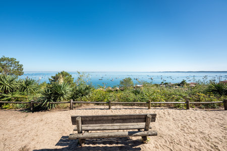 Cap Ferret, France. The Arcachon Bay seen from an oyster villageの写真素材