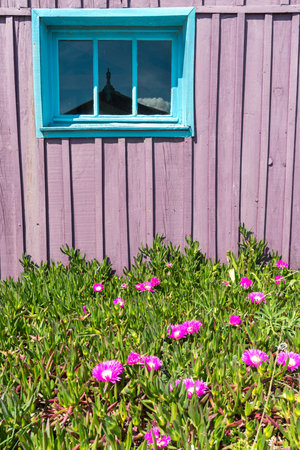 Oleron island in Charente-Maritime, France. Detail of an old fishing hutの写真素材
