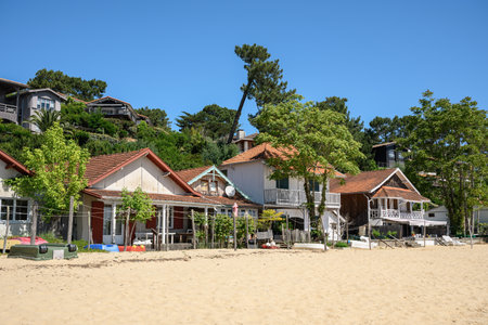 Cap Ferret (Arcachon Bay, France). Traditional wooden houses on the beachの写真素材