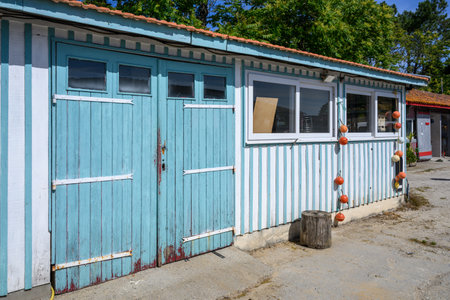 Cap Ferret (Arcachon Bay, France). Old oyster tasting hut in the oyster district of Les Jacquetsの写真素材