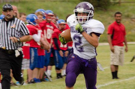 Cripple Creek, CO, 08/31/2013, Football game: Elbert High School versus Cripple Creek-Victor High Schoolのeditorial素材