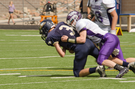 Nederland, CO: August 30, 2014- Elbert High School vs Nederland High Schoolのeditorial素材