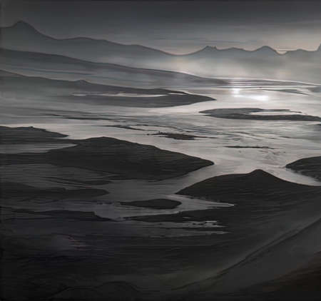 Landscape painting of fantasy background perfect for fantasy, space, historical.
