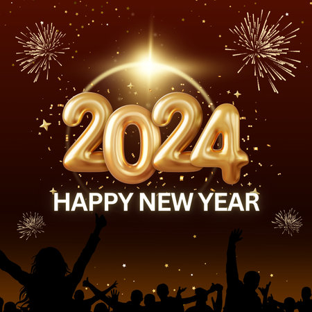 Happy  New Year 2024  illustrations, greeting cards and background posters, banners. Happy  New Year...