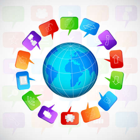 Globe with social speech bubblesのイラスト素材