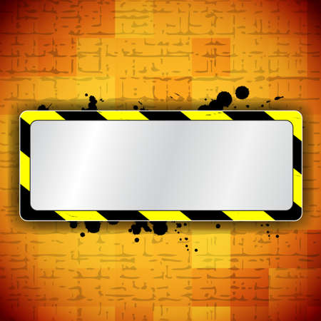 Orange background with frame and warning stripeのイラスト素材