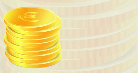 Background with stack of golden coins. Raster versionのイラスト素材