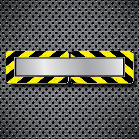 Abstract metal background with warning stripeのイラスト素材