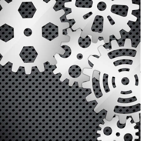 Abstract background with gears on circular gridのイラスト素材