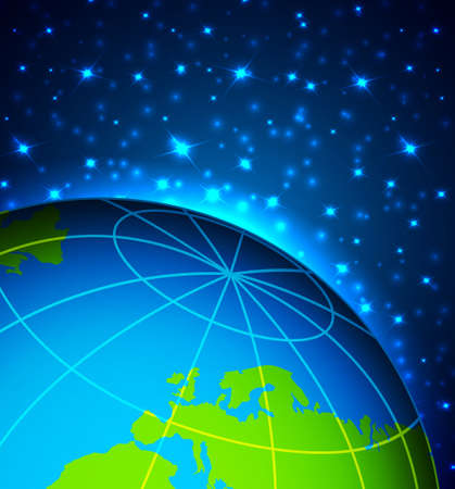 Abstract background with planet and stars. Raster versionのイラスト素材