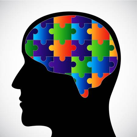 Silhouette with brainのイラスト素材