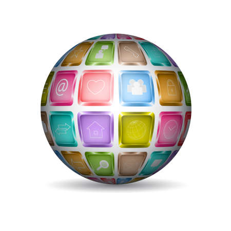 Sphere with media iconsのイラスト素材