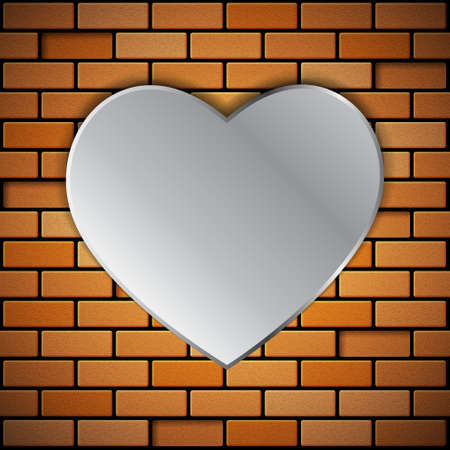 Brick wall with heart. のイラスト素材