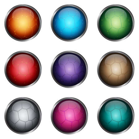 Set stylized glossy buttons with metallic frame. EPS10 vectorのイラスト素材