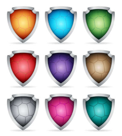 Set icons shield with abstract texture.のイラスト素材