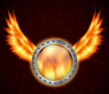 Shield with fire wingsのイラスト素材
