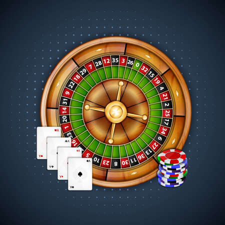 Cards, chips and rouletteのイラスト素材