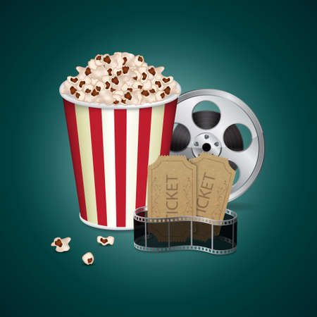 Filmstrip with vintage ticketのイラスト素材