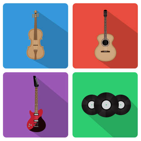 Flat icons musical instrumentsのイラスト素材