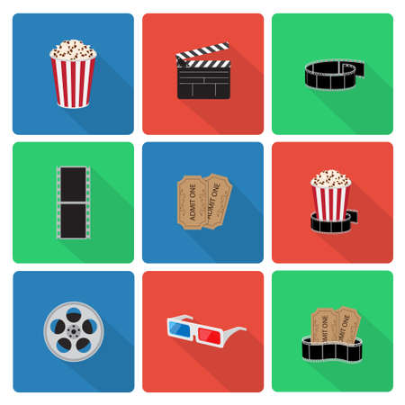 Flat cinema iconsのイラスト素材