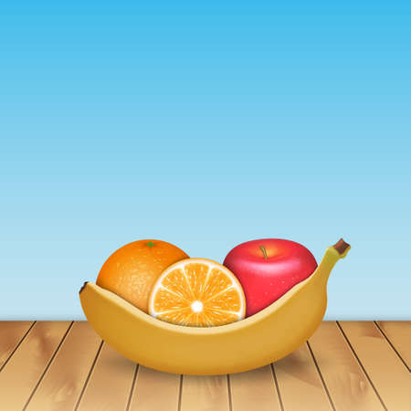 Banana, orange and appleのイラスト素材