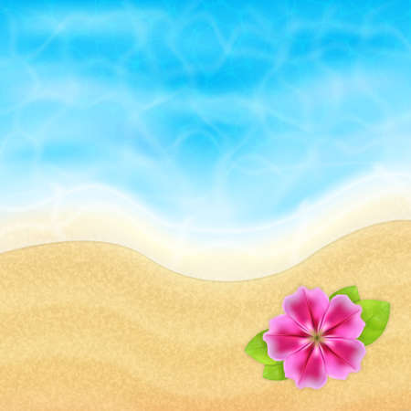 Summer vacation background. Topical sea and beach with flower. EPS10 vectorのイラスト素材