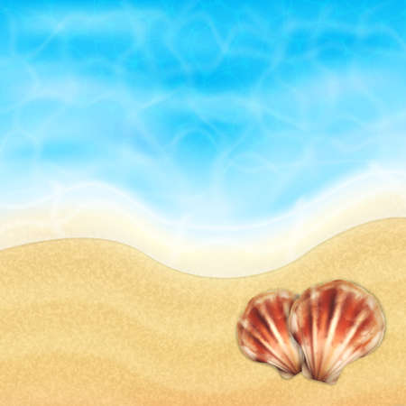 Summer vacation background. Topical sea and beach with sea shells. EPS10 vectorのイラスト素材