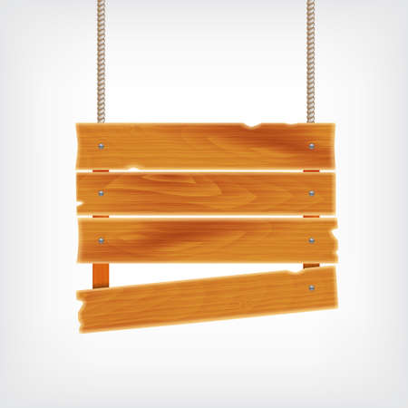 Wooden plank on rope. Background with wooden plank. vectorのイラスト素材