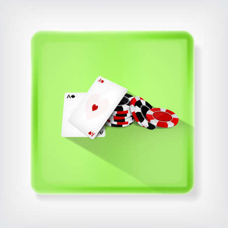 Cards and chips. Icon with long shadow. のイラスト素材