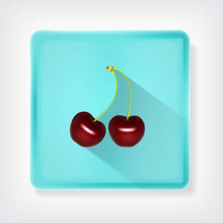 Cherry. Icon with long shadow. のイラスト素材