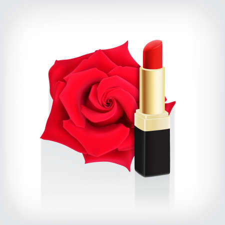 Rose with red lipstick with long shadow. Vector icon. EPS10 vectorのイラスト素材