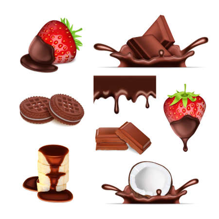 Chocolate set. Sweet vector icons.のイラスト素材