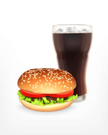 Hamburger with beverageのイラスト素材