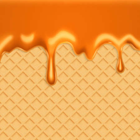 Waffles with dripping caramelのイラスト素材
