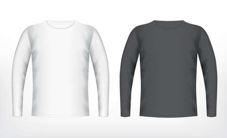 Mens white and black t-shirt with long sleeve. Vector mockup. EPS10のイラスト素材