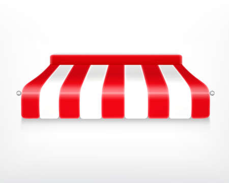 Red and white striped awning.のイラスト素材