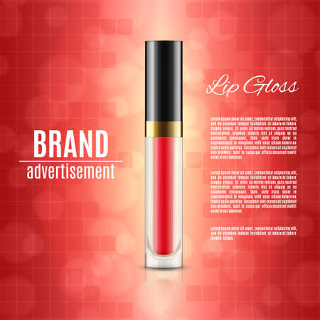 Moisten lip gloss ads on red background.のイラスト素材
