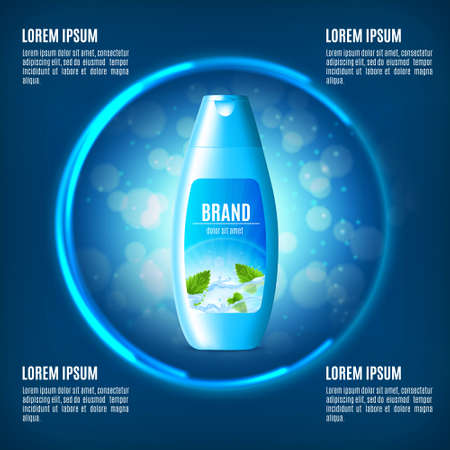 Moisturizing shampoo for hair on blue background.のイラスト素材